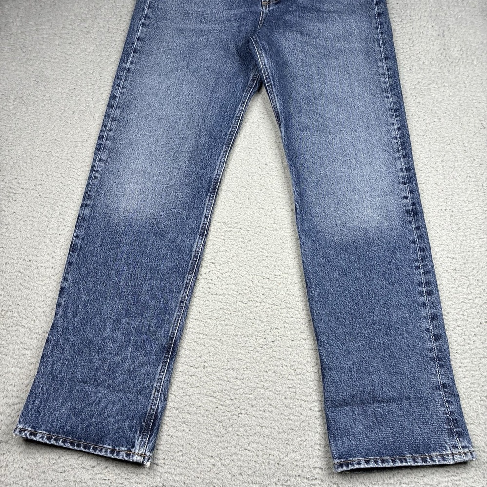 AGOLDE Fran Jeans Women's 25 Blue Straight Leg High Rise Distressed Button Fly - Picture 3 of 16